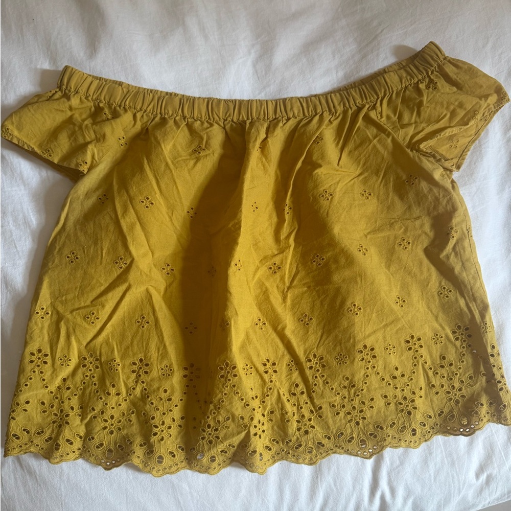 Madewell Mustard Off-Shoulder Top